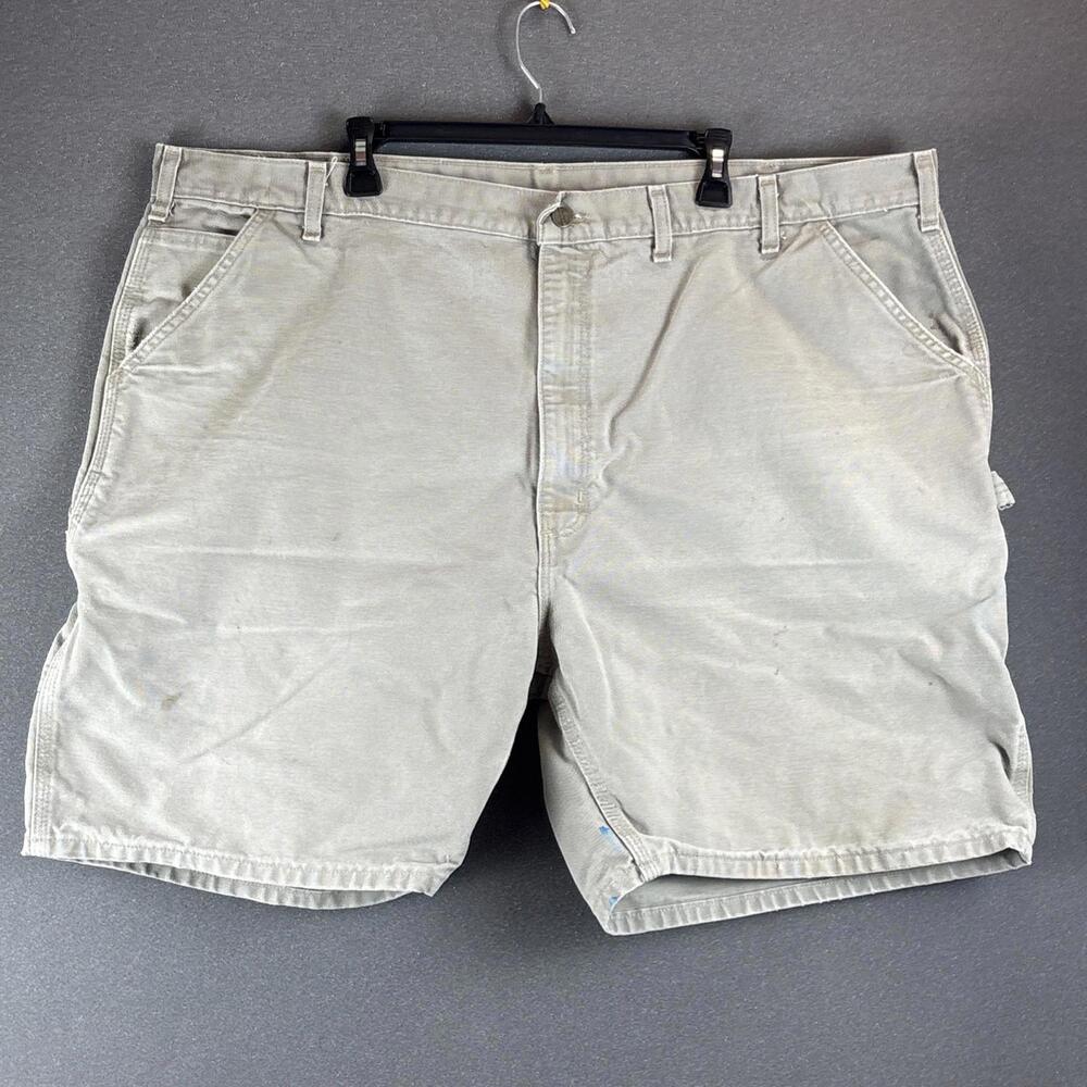 Carhartt Carpenter Cargo Shorts Khaki Size 48 Relaxed Fit 100% Cotton Workwear